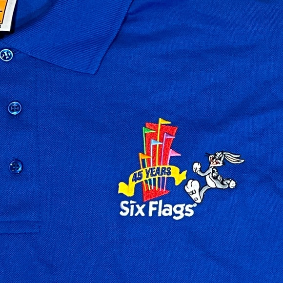 Six Flags Amusement Parks Blue Mens 2XL Golf Polo New Shirt - Picture 2 of 7